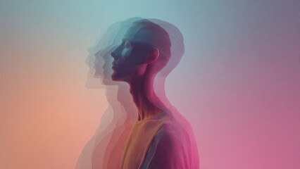 Multiple Exposure Portrait in Pastel Colors