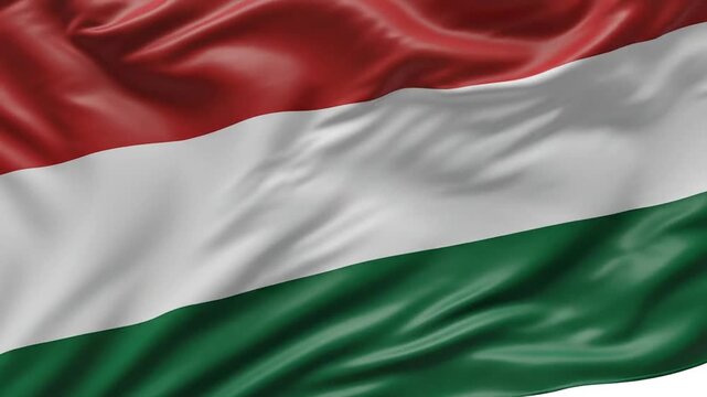Hungarian flag waving, red, white, and green Tricolor, national symbol