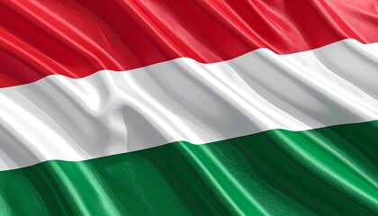 Fototapeta premium A Waving Hungarian Flag in Vibrant Red, White, and Green Stripes, Representing National Pride and European Heritage
