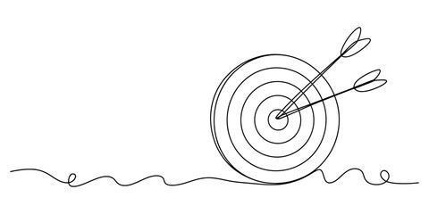 Minimalist continuous line art illustration of a target with arrows Vector, illustration © Digital Illustration
