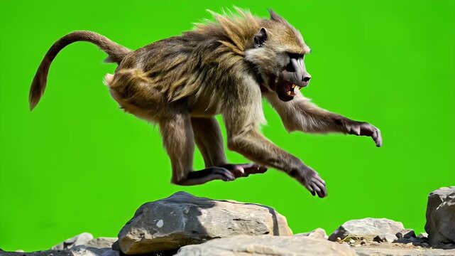 Baboon on Rocks - A Dynamic Display of Primate Behavior.