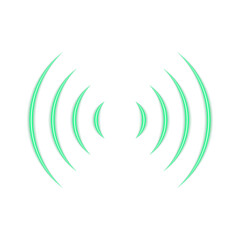 Obraz premium Green curved lines isolated on transparent background. sound Wave.