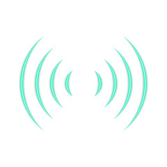 Obraz premium Teal curved lines forming a circular pattern isolated on transparent background. Sound Wave