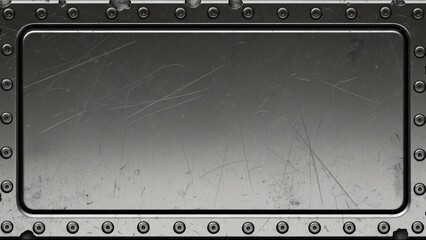 Riveted metal panel with scratches and grime - industrial background