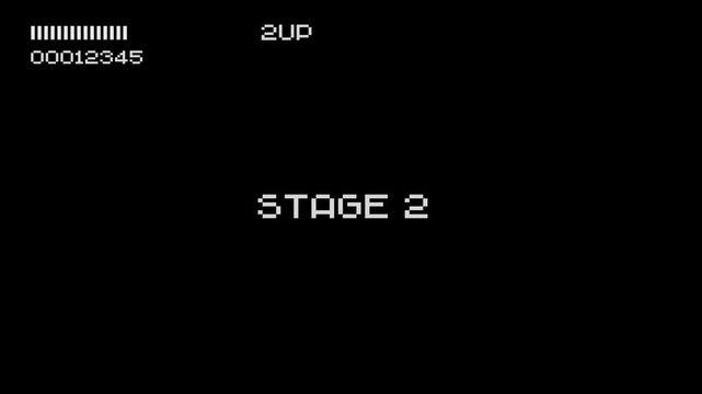 Screenshot of an 8-bit game. PRESS START INSERT A COIN TO CONTINUE .pixel art .8 bit game.retro game. for game assets