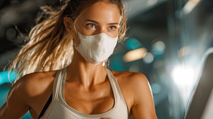 Athlete Performing VO2 Max Test on Treadmill in High-Tech Facility