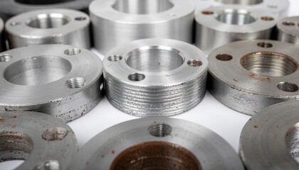 White round shapes and dark shapes are present in an out of focus abstract arrangement of light and dark tones