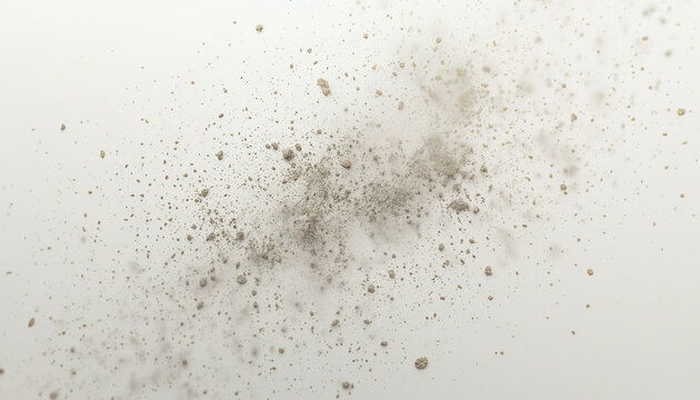 A cloud of dust particles floating in the air on transparent background