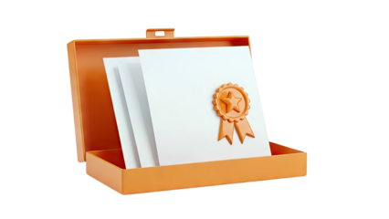 Orange Briefcase with Certificates and Award Medals