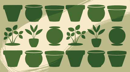 Collection of green plant pots