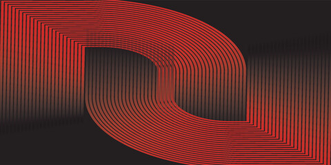 Abstract red ribbon swirl with smooth flowing curves on dark background for modern dynamic design