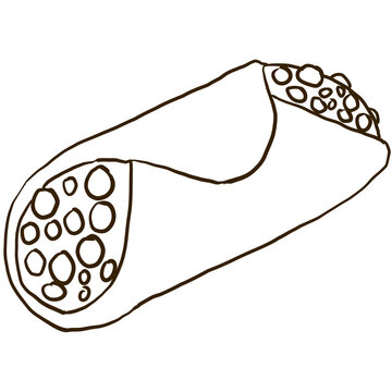 a line art of cannoli illustration with transparent background