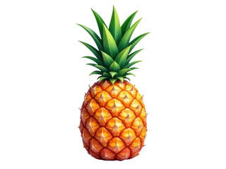 Fototapeta premium Fresh pineapple with lush green leaves on a clean white background