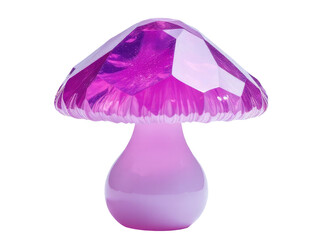 A unique lighting fixture featuring a purple and white mushroom design on a pink base