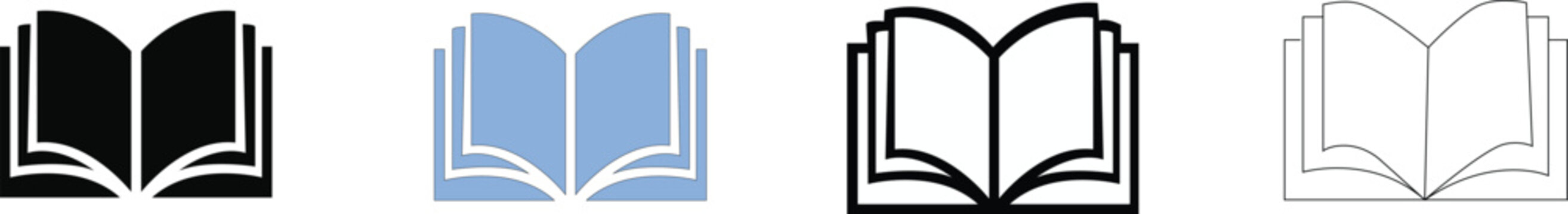 Open book icon pictogram set illustration,book icon set education study reading learning language skill sign symbol line pictogram vector illustration design flat graphic design.