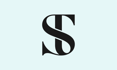 ST Letter Minimalist Logo Vector Illustration , Initial Logo Design