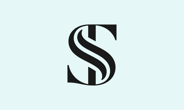 ST Letter Minimalist Logo Vector Illustration , Initial Logo Design