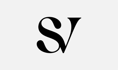 SV Letter Minimalist Logo Vector Illustration , Initial Logo Design