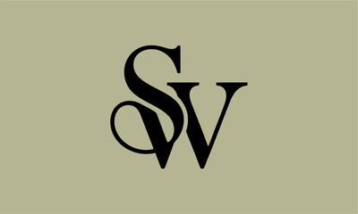 SW Letter Minimalist Logo Vector Illustration , Initial Logo Design