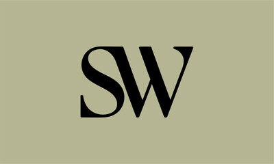 SW Letter Minimalist Logo Vector Illustration , Initial Logo Design