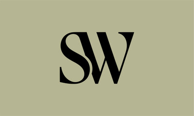 SW Letter Minimalist Logo Vector Illustration , Initial Logo Design