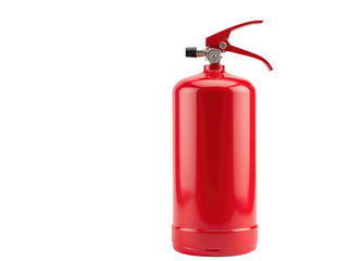 Red fire extinguisher on a white background, suitable for emergency or safety-themed images