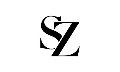 SZ Letter Minimalist Logo Vector Illustration , Initial Logo Design