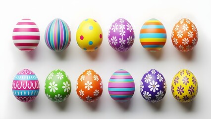 Fototapeta premium Easter eggs decorated with vibrant colors and patterns for spring celebration