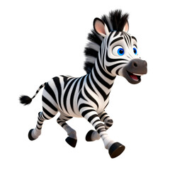 Fototapeta premium [Transparent Background PNG]Cartoon Zebra Running Energetically Very good content.