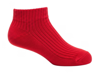 Bright red ankle sock isolated on transparent background