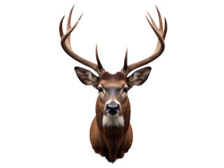 Naklejka premium A close-up shot of a deer's head against a white background