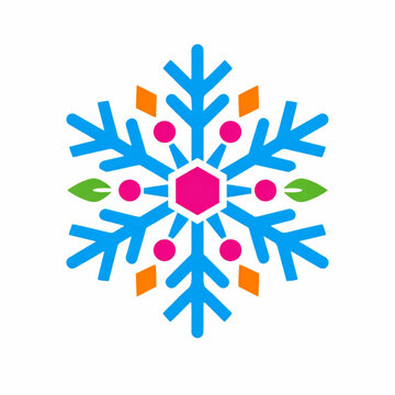 Modern colorful snowflake icon for winter holidays and weather UI.