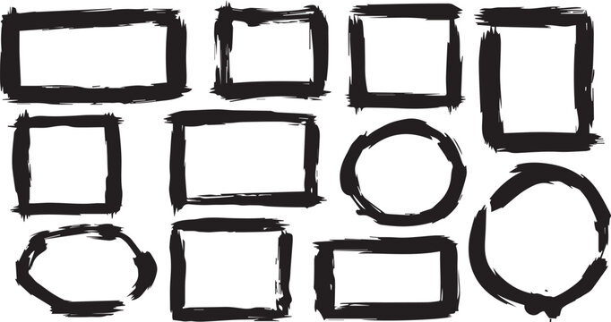 Vector grunge frame. Black brush strock elements box for text.