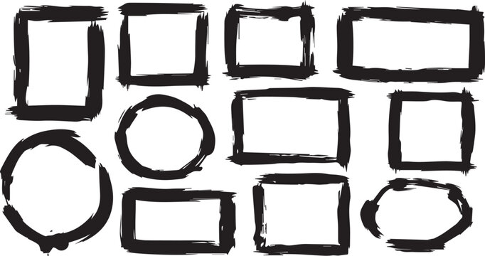 Vector grunge frame. Black brush strock elements box for text.