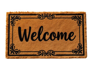 A simple welcome mat with the word 'welcome' written on it, ideal for use in homes, offices, or event spaces