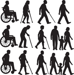 Mobility Silhouettes Vector Illustration