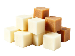 A collection of soap cubes stacked on top of each other, clean and fresh