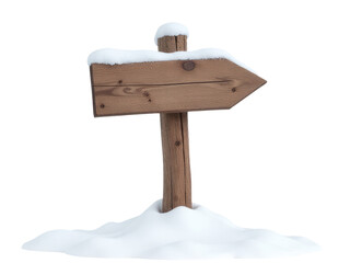 A weathered wooden sign covered in snow, great for winter or rustic themed designs