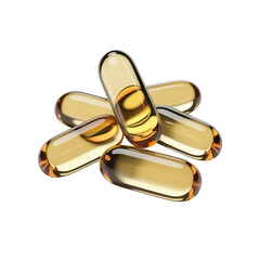 Golden Softgel Capsules Isolated on Black Background Vitamin Supplement Omega Oil and Healthcare Nutrition Concept