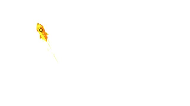 Orange and yellow rocket game cursor mouse pointer icon with sparkle effect for user interface and gaming apps isolated on transparent background.