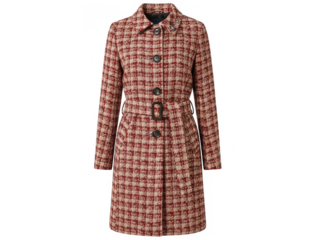 Red and white plaid winter coat isolated on transparent background