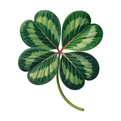 Variegated Four Leaf Clover Isolated on Black Background Symbol of Luck Fortune and Irish Good Luck