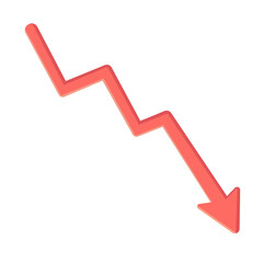 Red Downward Trend Arrow Icon Isolated on Transparent Background. Vector illustration.
