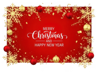 Merry christmas and happy new year card isolated on transparent background