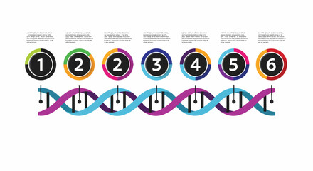 Abstract Data Visualization with DNA Helix and Numbered Steps - Infographic Elements.