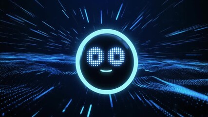 Futuristic digital background featuring glowing fiber optics with blue light spots and motion energy circles in a dark space for an abstract technology wallpaper design - Powered by Adobe