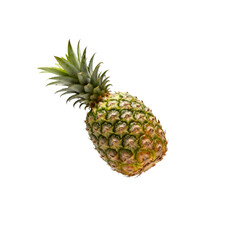 [Transparent Background PNG]Fresh and ripe pineapple with green leaves on top