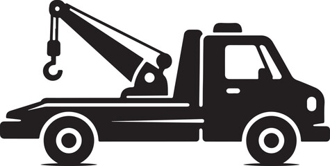 Tow Truck Silhouette Icon, Vehicle Recovery Service Design Isolated on White