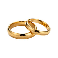 [Transparent Background PNG]Two Golden Wedding Bands on White Background