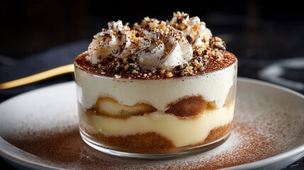 Tiramisu dessert on a plate